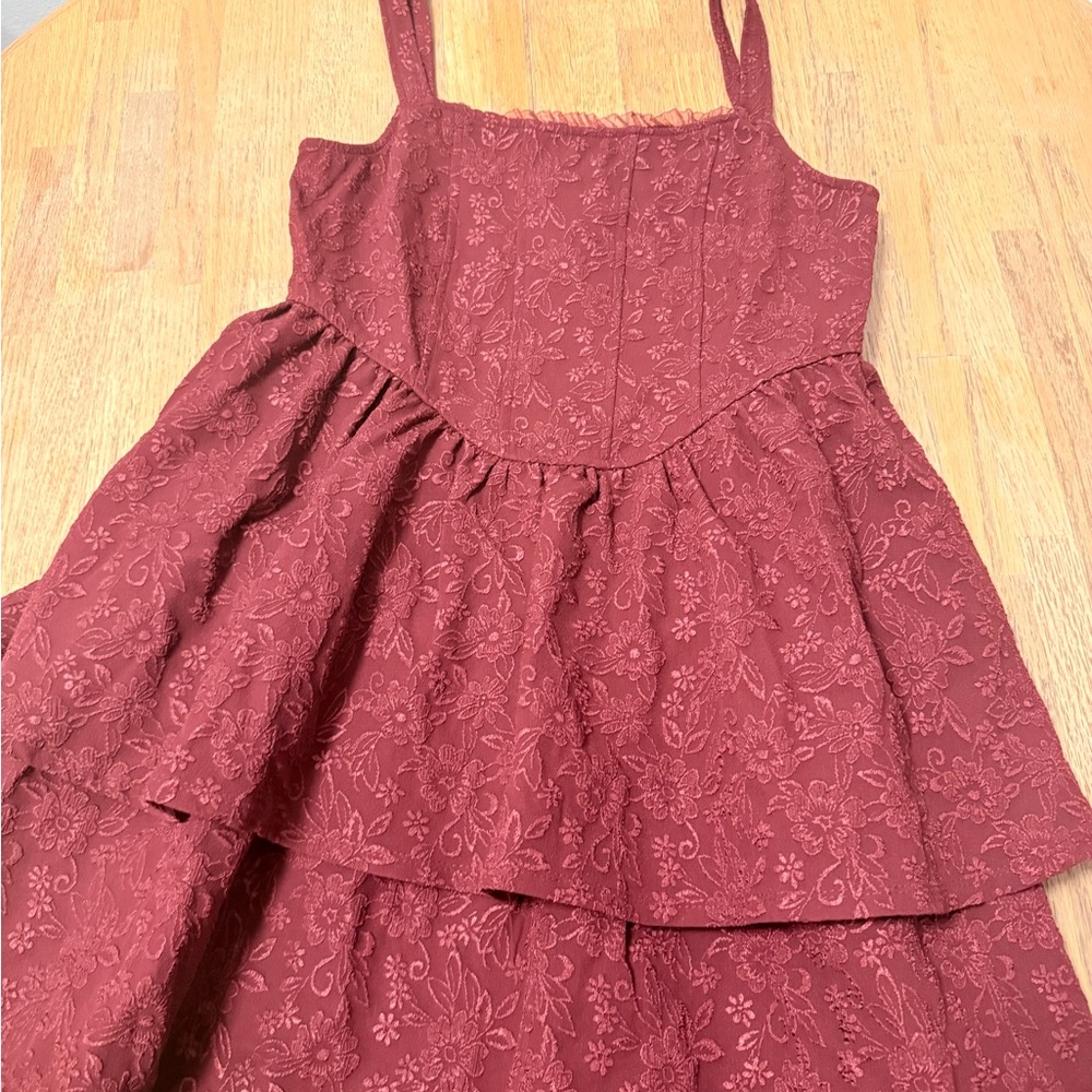 SOLD Francesca's Collections Burgundy Floral Mini Dress